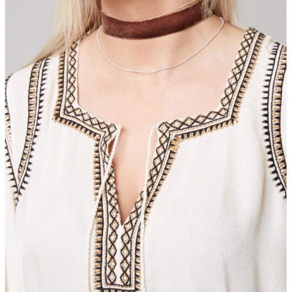 Lucky Brand Embroidered Boho Long Sleeve Top Sz S - Picture 3 of 3